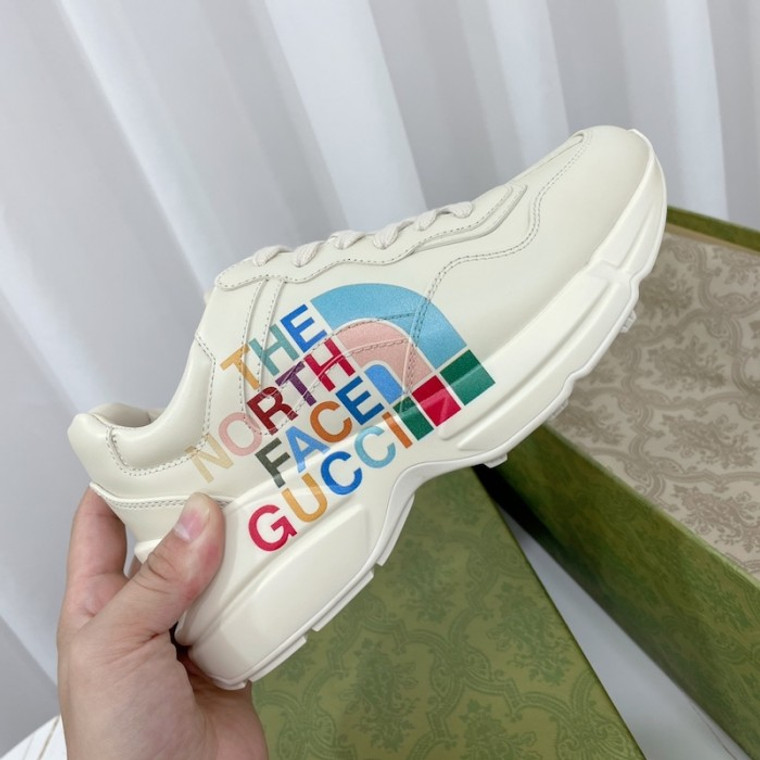 High Quality Replica UA The North Face x Gucci Rhyton White leathe Sneakers