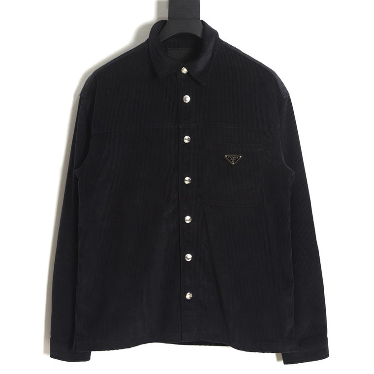 High Quality Replica UA PRADA 23 new style pocket corduroy long-sleeved shirt jacket navy blue