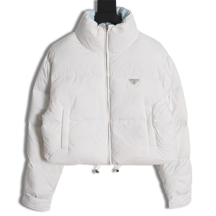 High quality replica UA  Prada inverted triangle stand collar short down jacket