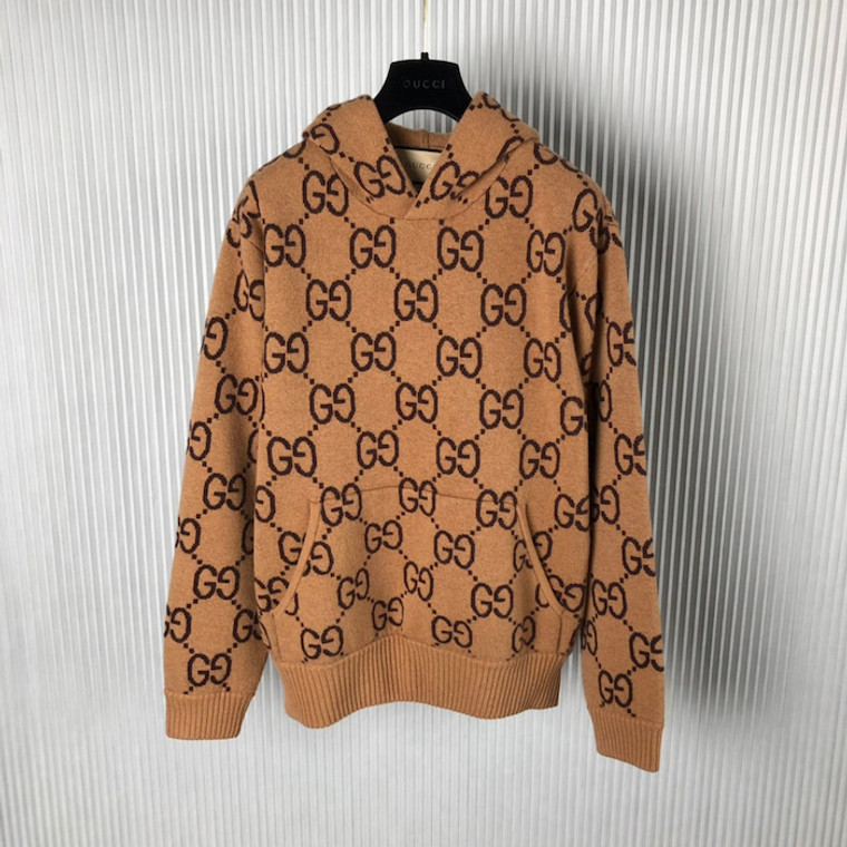 High quality replica UA Gucci GG wool hooded sweatshirt Camel Jacket