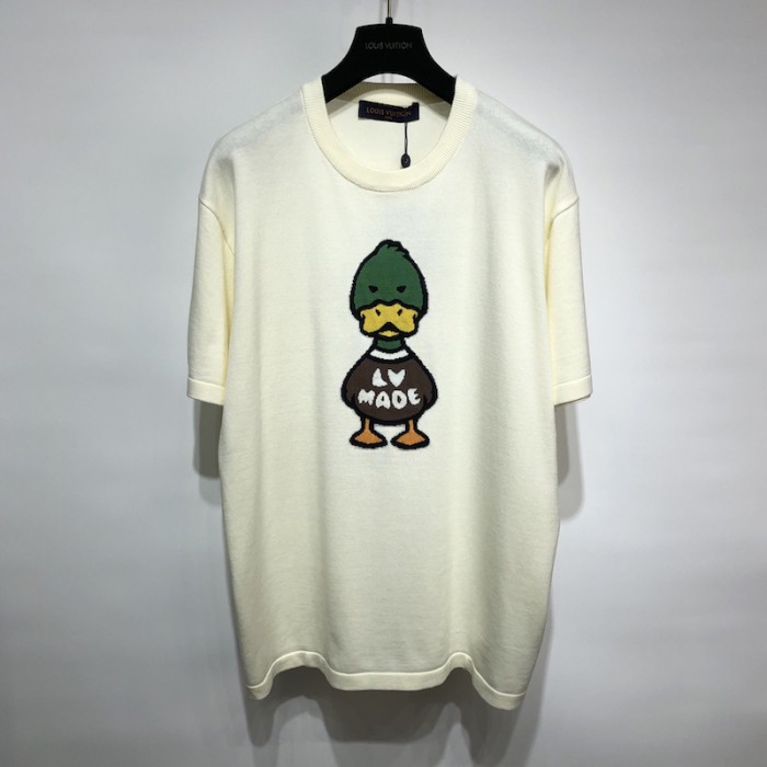 INTARSIA JACQUARD DUCK SHORT-SLEEVED CREWNECK