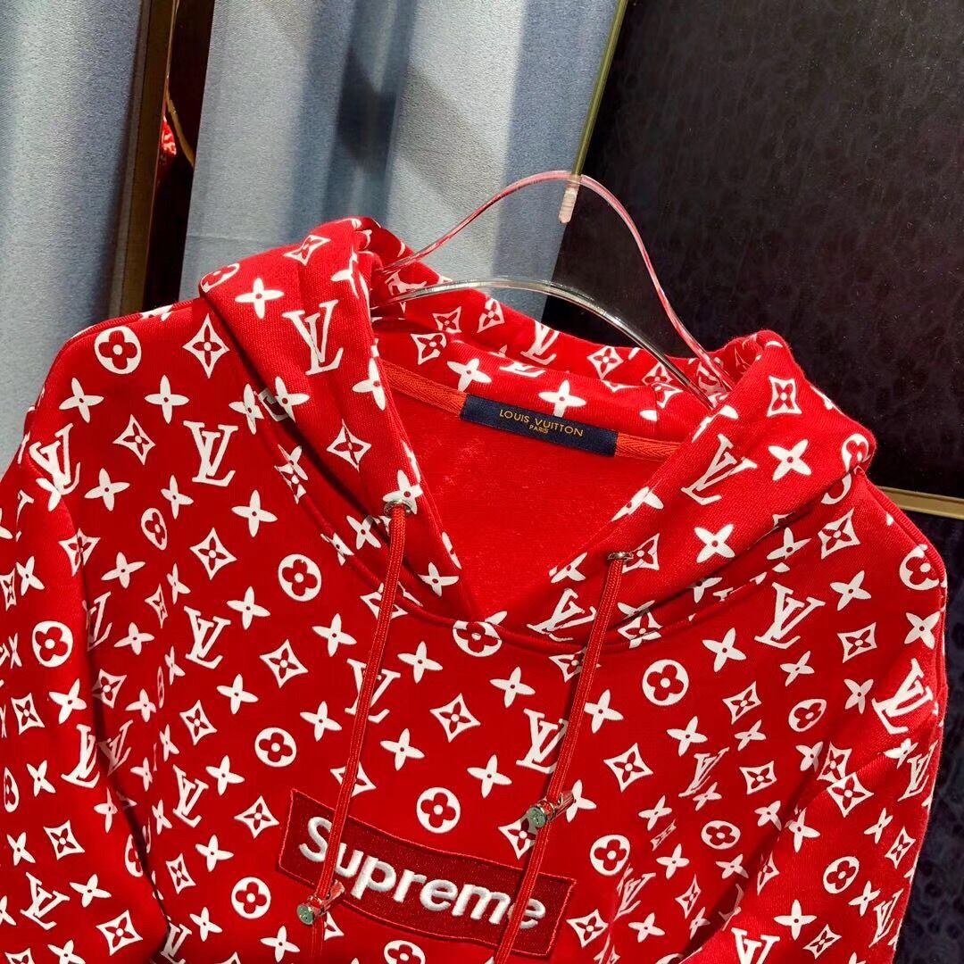 2017 Supreme x Louis Vuitton Box Logo Pullover Hoodie Red Monogram kaufen