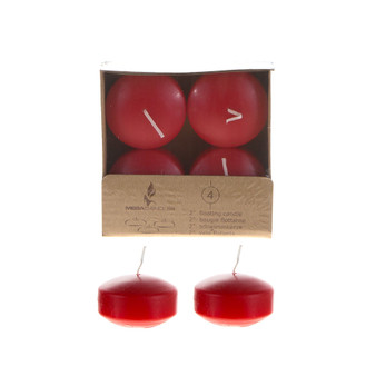 CGA063-R 2" Floating Disc Candles - Red (4 pcs/box)
