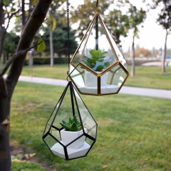 GET0108GD Gold Tear Drop Geometric Terrarium - 8"H (6 pcs)