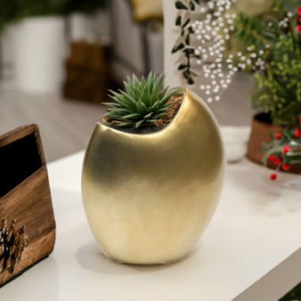CUD5108GD - Gold Half Moon Vase - 8.5"