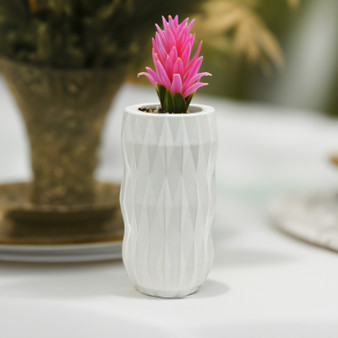 CUD8910WT Unique Tall White Ceramic Vase - 10" H (12 pcs)