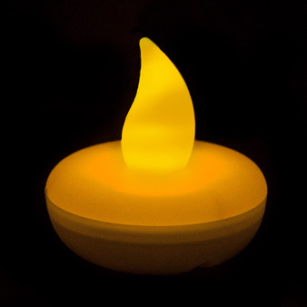 LED02AM Small Round Floating LED Candle - Amber (12pcs)