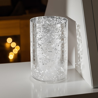 HST0406SS - Silver Speckled Glass Hurricane Candle Shade Chimney Tube [No Bottom] - 4" x 6"