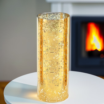 HST0514GS - Gold Speckled Glass Hurricane Candle Shade Chimney Tube [No Bottom] - 5" x 14"