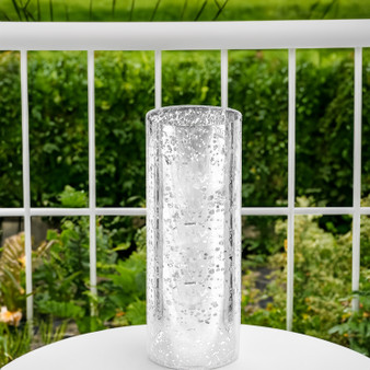 HST0514SS - Silver Speckled Glass Hurricane Candle Shade Chimney Tube [No Bottom] - 5" x 14"