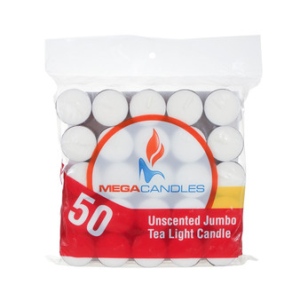 CGA105W 1.5" x 1" Jumbo Tea Light Candle - White (Bag of 50 candles)