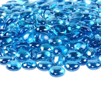 FLMA01AQ Decorative Flat Glass Marble Vase Filler - Aqua (2lb Bag)