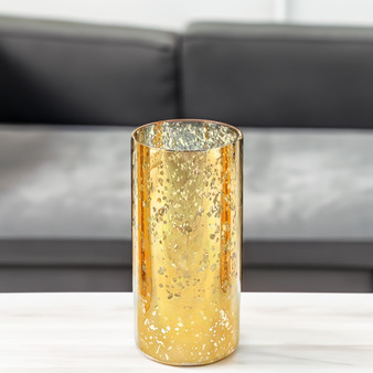 HST0408GS - Gold Speckled Glass Hurricane Candle Shade Chimney Tube [No Bottom] - 4" x 8"
