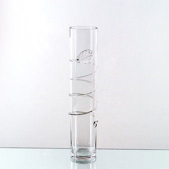 VCX0420 - Clear Cylinder Vase with Swirl Design - H:20" (9 pcs)