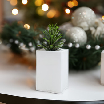 VBV6410WT - White Block Glass Vase - 6"x4"x10"H