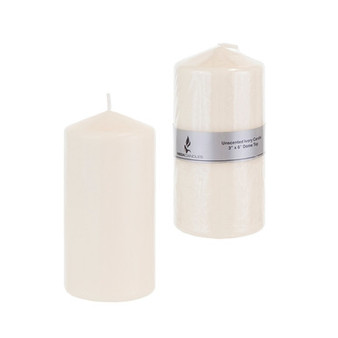 CGA088I 3" x 6" Domed Top Press Unscented Pillar Candle - Ivory (1 pc)