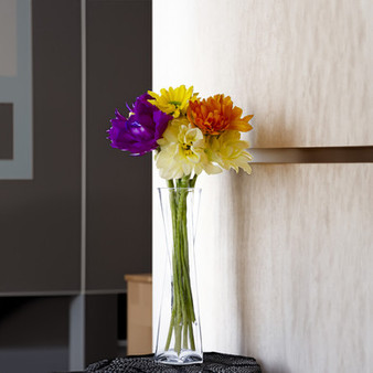 VUT0424 - Clear Twist Block Glass Vase - 4.7" x 24"H
