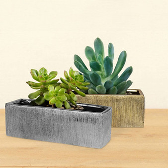CBR1244SX - Textured Silver Long Rectangle - 12"x4"x4"
