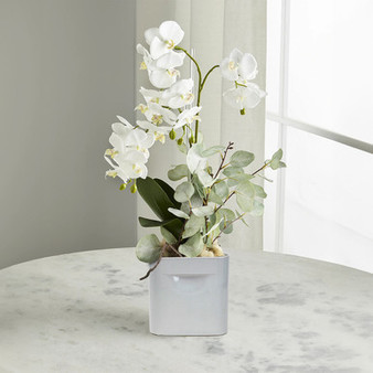 CRV3610WT - Medium White Tall Flat Portfolio Vase - 5" W x 2.8" L  x 9.4" H