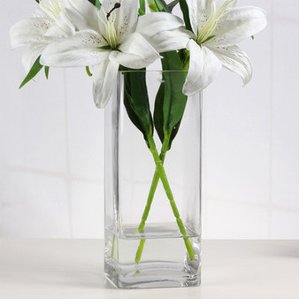 VBV0308 - Square Block Glass Vase - 3"x8"H (12 pcs/case)