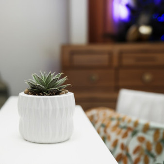 CUD8906WT Large Unique White Ceramic Pot - 6.5" W x 6" H (12 pcs)