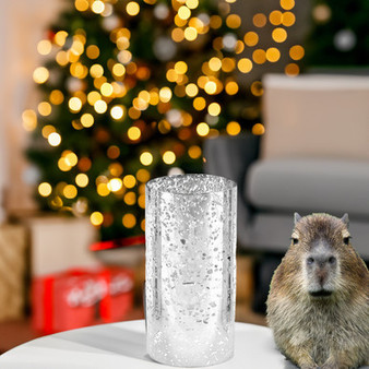 HST0508SS - Silver Speckled Glass Hurricane Candle Shade Chimney Tube [No Bottom] - 5" x 8"