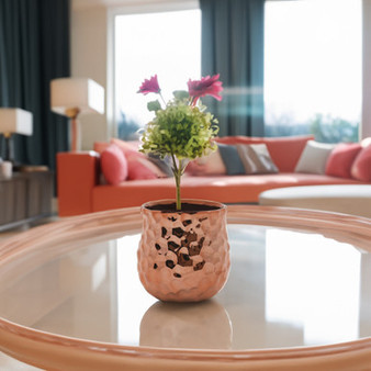 CUB5304RG - Unique Textured Rose Gold Pot - 4.3"