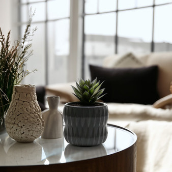 CUD8904BK - Small Unique Black Ceramic Pot - 4"