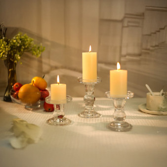 3.4" Small Clear Classic Pillar / Taper Candle Holder