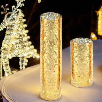 HST0314GS - Gold Speckled Glass Hurricane Candle Shade Chimney Tube [No Bottom] - 3" x 14"