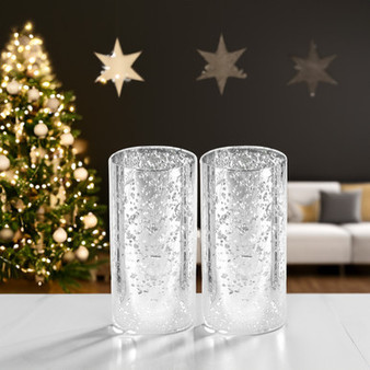 HST0306SS - Silver Speckled Glass Hurricane Candle Shade Chimney Tube [No Bottom] - 3" x 6"