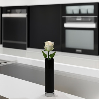 VCY0208BK - Black Cylinder Glass Bud Vase - 2" x 8"
