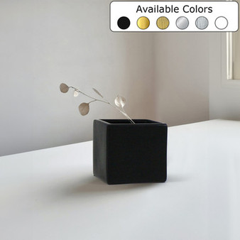 Ceramic Cube Vase - 5"H (Various Colors)