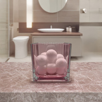 VCB0005APK - Everyday Pink Cube Glass Candle Holder / Vase - 5"