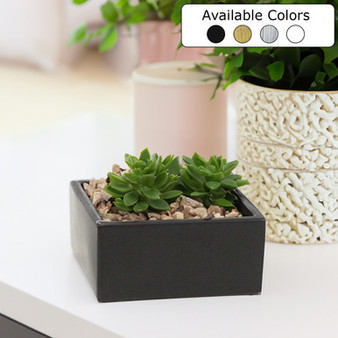 Short Square Ceramic Block Vase - 8.25" x 4"
