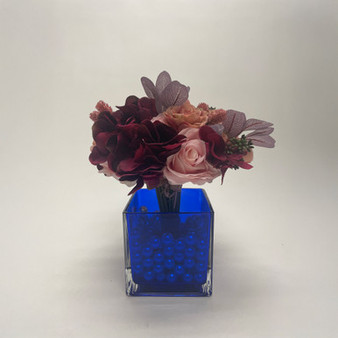 VCB0005ABL - Everyday Blue Cube Glass Candle Holder / Vase - 5"