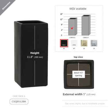 CSB0512BK - Black Tall Square Block - 5"x12"