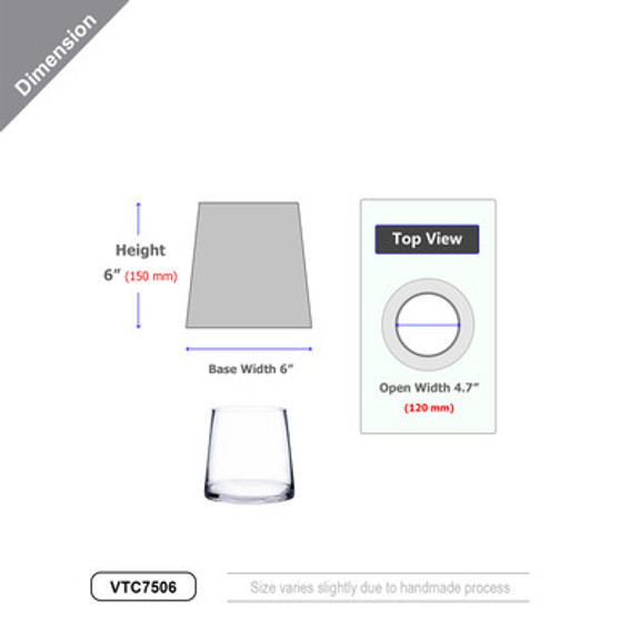 VTC7506 - Stout Taper Up Cylinder Vase - 6"