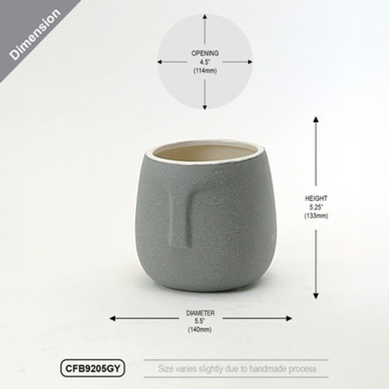 CFB9205GY - Medium Grey Sand Glazed Moai Bowl - 5.25"