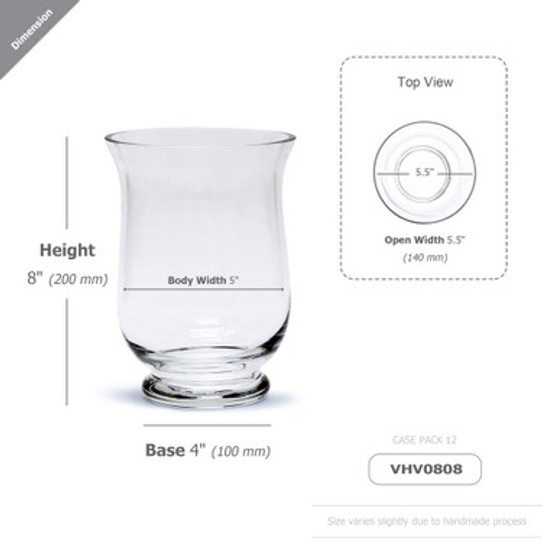 VHV0808 - Small Hurricane Glass Vase - 8" VHV0808 - Small Hurricane Glass Vase - 8"