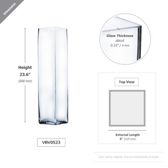 VBV0523 Block Glass Vase - 5"x23" (4 pcs)
