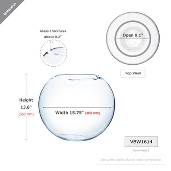 VBW1614 - Clear Round Bubble Bowl Vase - 16"x14" (1 pc/case) VBW1614 - Clear Round Bubble Bowl Vase - 16"x14" (1 pc/case)