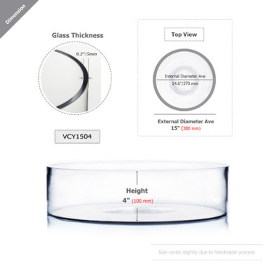 VCY1504 - Large Wide Pan Cylinder Glass Vase - 15" x 4" (1 pc/case) VCY1504 - Large Wide Pan Cylinder Glass Vase - 15" x 4" (1 pc/case)