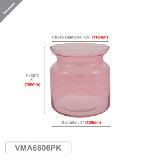 VMA6606PK - Pink Bridgerton Cinched Vase, Machine Blown - 6"