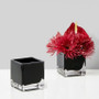 VCB0005BK - Handblown Black Cube Glass Vase / Candle Holder - 5" VCB0005BK - Handblown Black Cube Glass Vase / Candle Holder - 5"