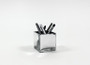 VCB0005SV - Handblown Silver Cube Glass Vase / Candle Holder - 5" VCB0005SV - Handblown Silver Cube Glass Vase / Candle Holder - 5"