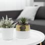 CUB1806GW White Ceramic Pot with Gold Rim - 7.5" W x 6.5" H CUB1806GW White Ceramic Pot with Gold Rim - 7.5" W x 6.5" H