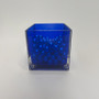 VCB0005ABL - Everyday Blue Cube Glass Candle Holder / Vase - 5"