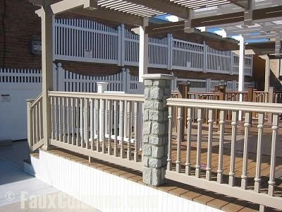 DIY Deck Design with Decorative Stone and Brick Posts - Barron Designs