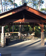 Backyard Pavilion Design with 'Stacked Stone' Columns
